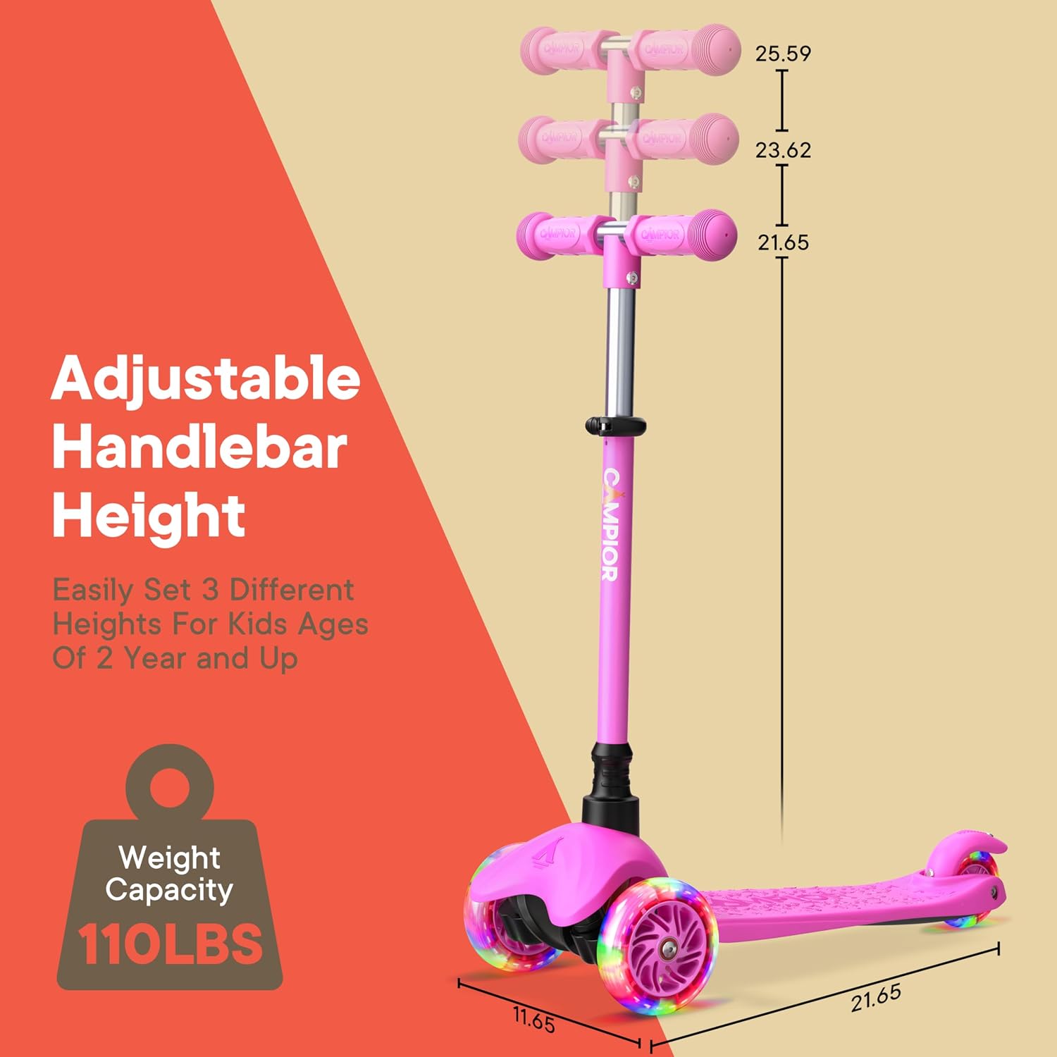 Thumbnail 5 de Pink Mini 3 Wheel Kids Scooter 2+ 🛴