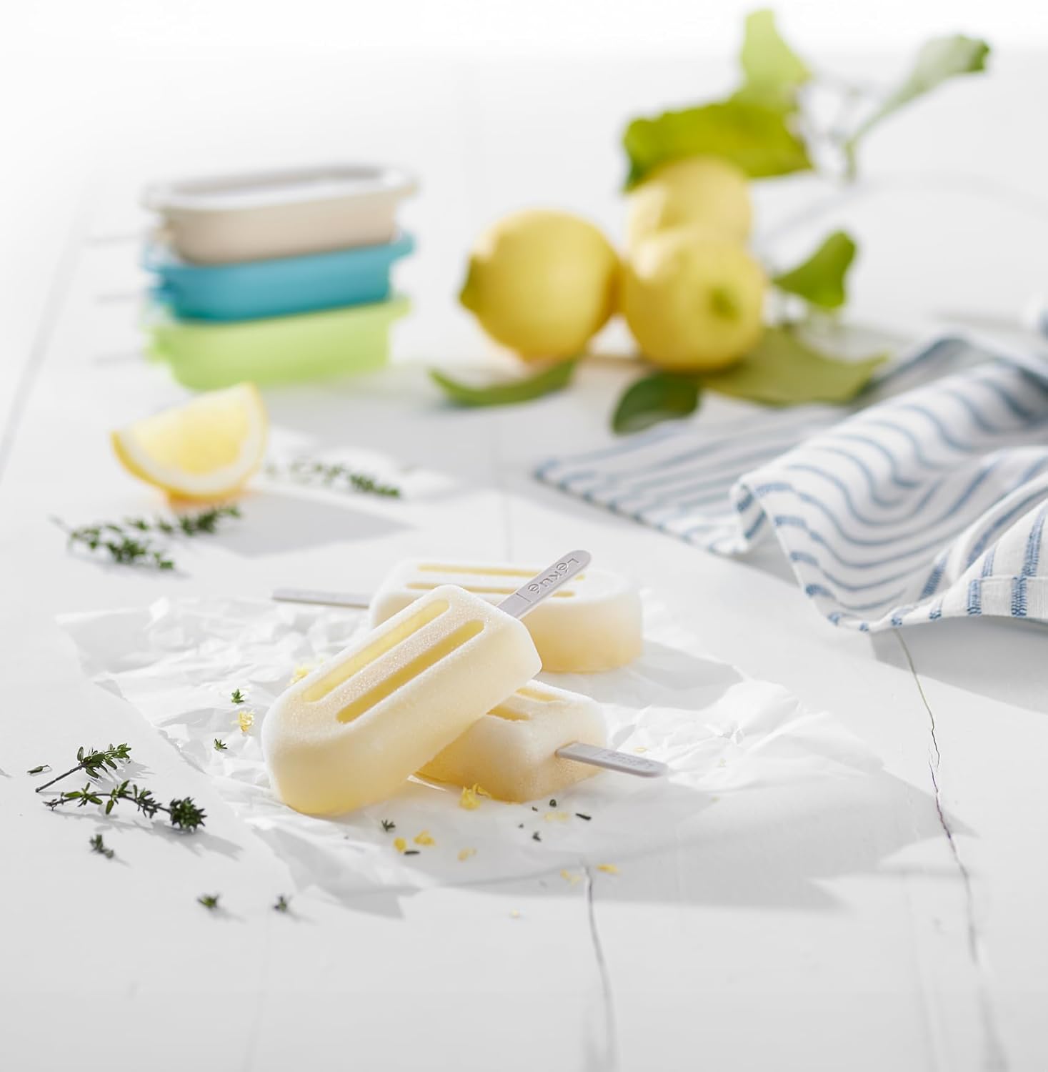 Detalle 2 de Lékué Set per mini ghiaccioli impilabile in silicone Mediterraneo, 6 unità