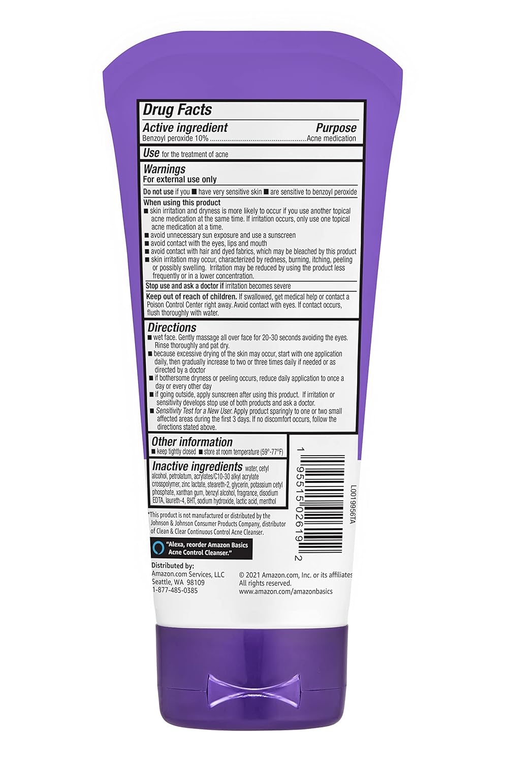 Thumbnail 1 de Amazon Basics Maximum Strength 10% Benzoyl Peroxide Acne Face Cleanser (5 oz)