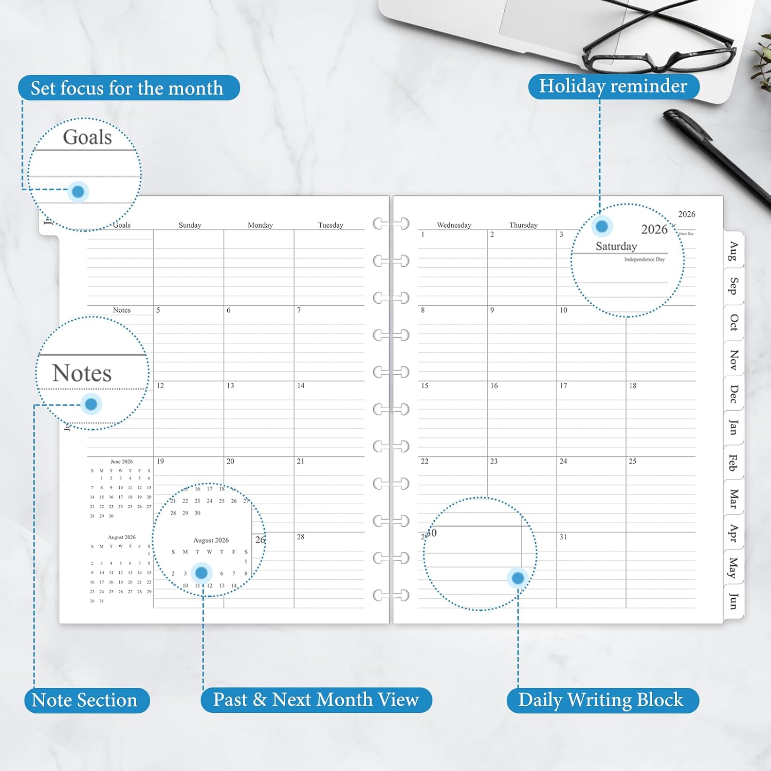 Detalle de Monthly Planner Refill, 11-Disc