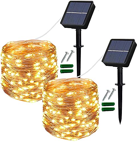 Detalle de Lezonic Solar String Lights, 2-Pack: 240 LED, 80ft of Outdoor Ambience
