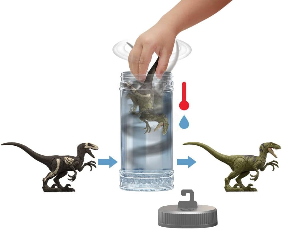 Thumbnail 1 de Jurassic World Color Reveal : Assortiment de dinosaures surprises avec figurines à plonger et révélation par eau chaude