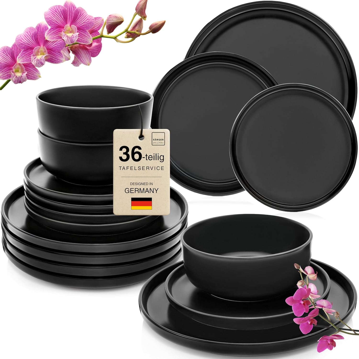 Thumbnail 6 de SÄNGER Madeira Tafelservice 24-teilig aus Steingut für 6 Personen – schwarz matt (VALUE COLLECTION)