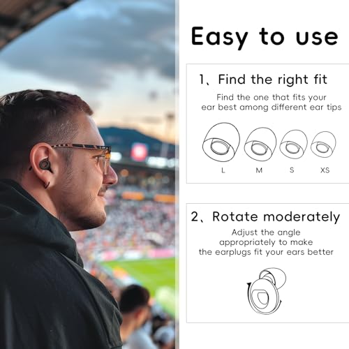 Detalle 2 de HOYIO Ear Plugs for Noise Reduction – Super Soft, Reusable Silicone Hearing Protection (27dB, 8 Tips in XS–L, Black)