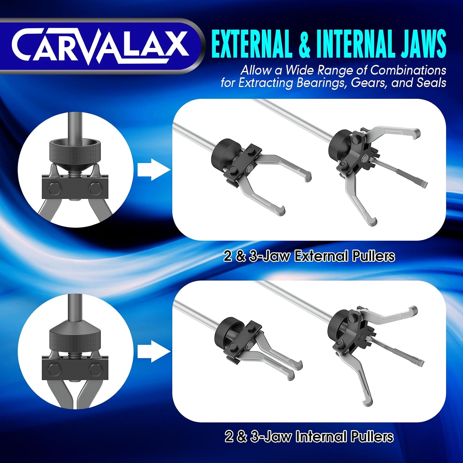 Detalle 2 de CARVALAX 12-Way Slide Hammer Puller Set — 23-Piece Heavy-Duty Auto Repair Kit