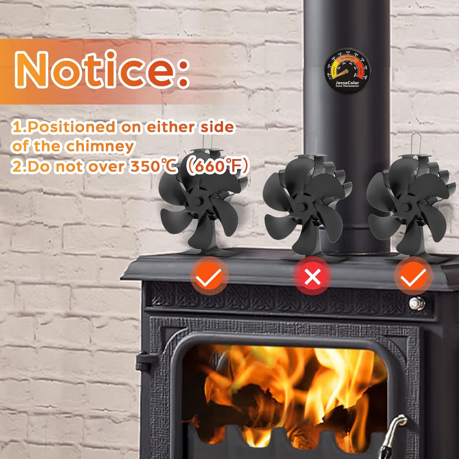 Thumbnail 5 de JossaColar 6-Blade Log Burner Fan for Wood Stoves