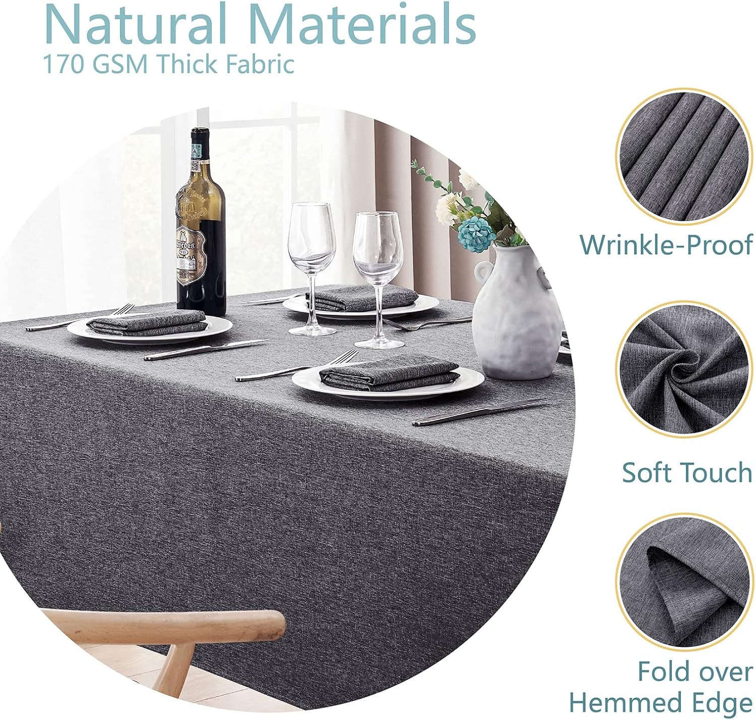 Thumbnail 2 de Veblandy Rectangle Tablecloth 52 x 70 Inch 🍽