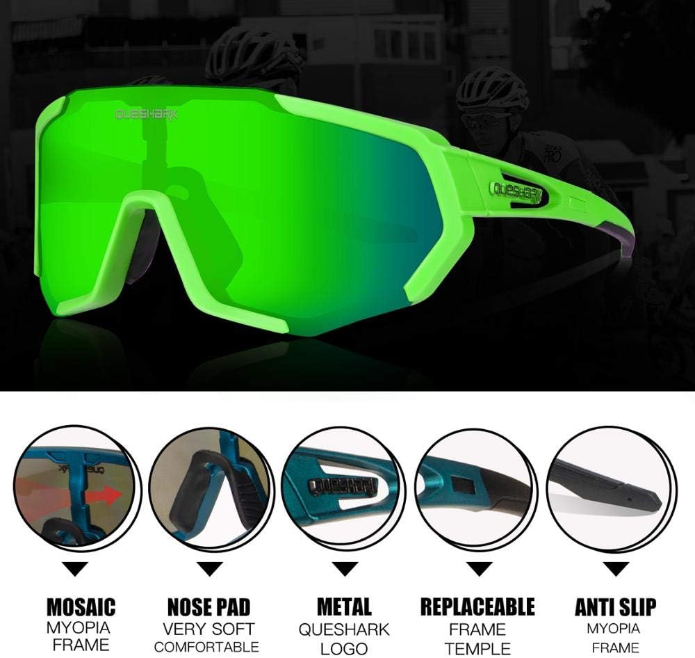 Thumbnail 2 de Queshark Occhiali da Ciclismo Polarizzati con Lenti Intercambiabili TR90 – Unisex