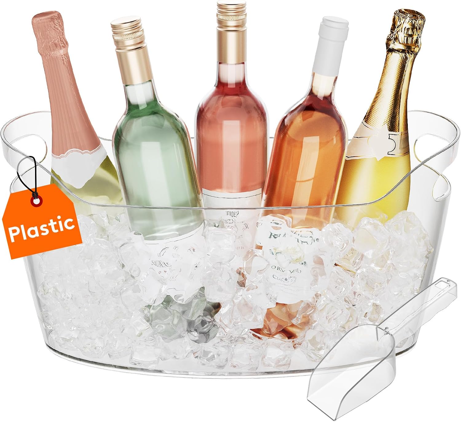 Detalle de Lifewit 24495 Champagne Cooler Bowl, 6.5L Plastic Ice Bucket with Scoop