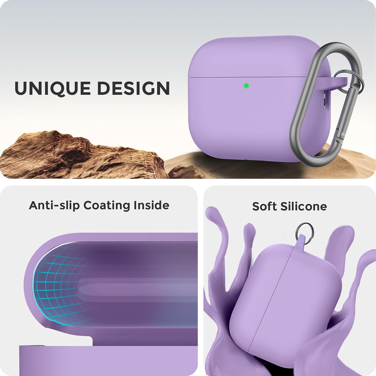 Detalle de AhaStyle Hülle für AirPods Pro 3 (2025) mit Reinigungsstift, Karabiner und Handschlaufe
