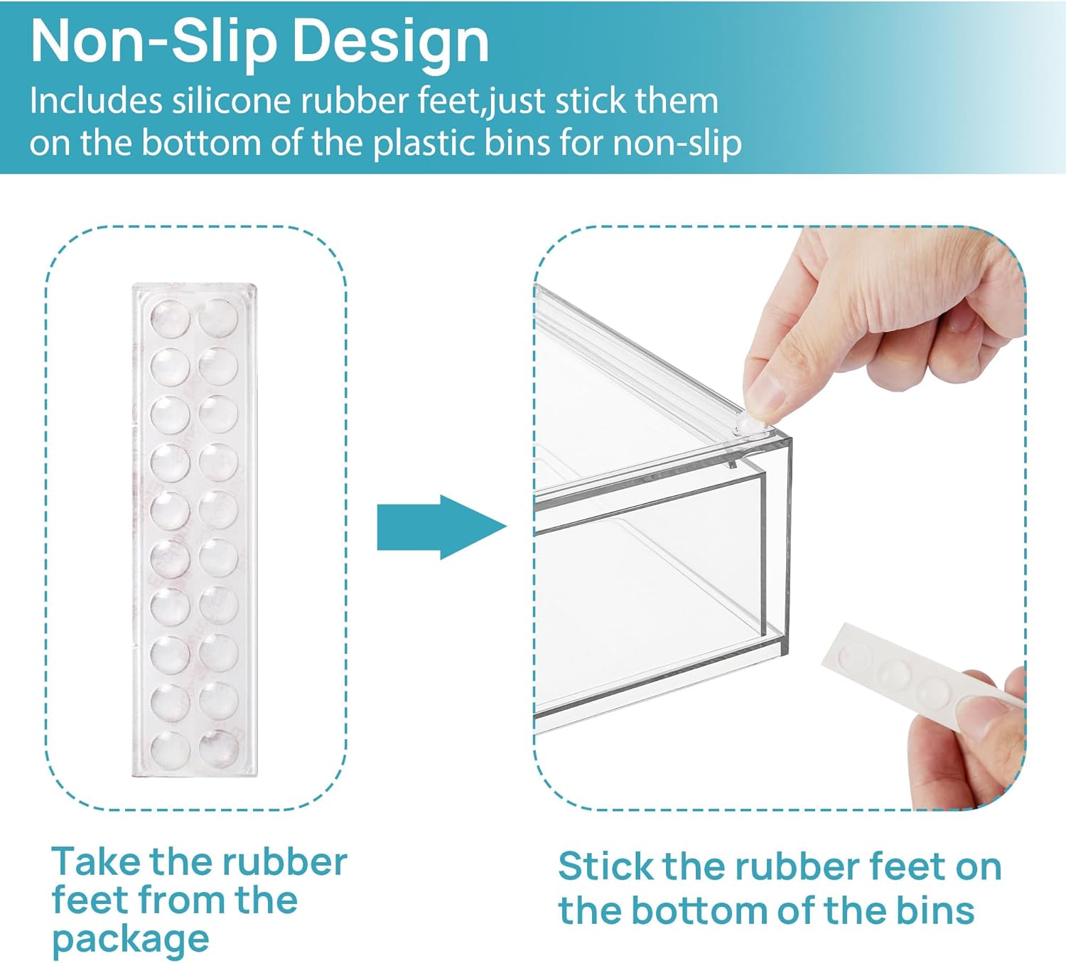 Thumbnail 5 de Vtopmart 3 Pack Clear Stackable Storage Drawers for Vanity, Bathroom & Pantry