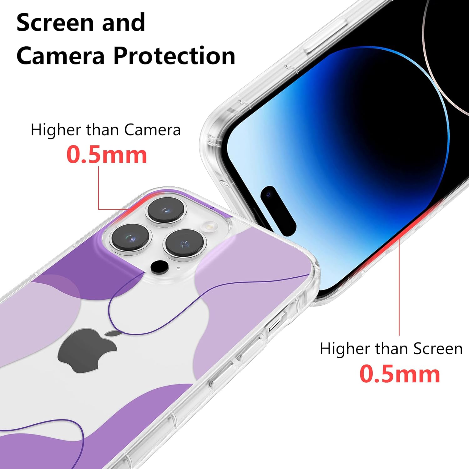 Thumbnail 1 de DEFBSC Hülle kompatibel mit iPhone 15 Pro Max – Transparente Rückseite, Lila Akzent, Weiche TPU Schutzhülle