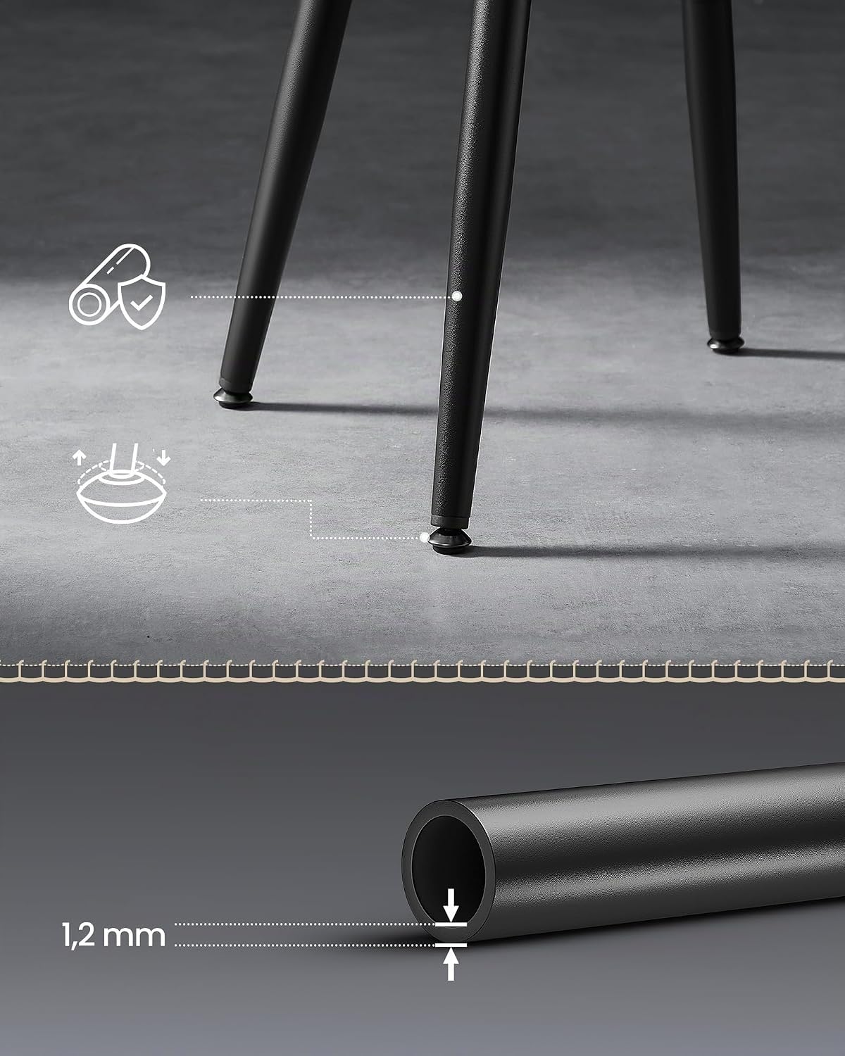 Thumbnail 6 de VASAGLE EKHO LDC170B02 ronde eetkamerstoelen, set van 2 met PU-bekleding
