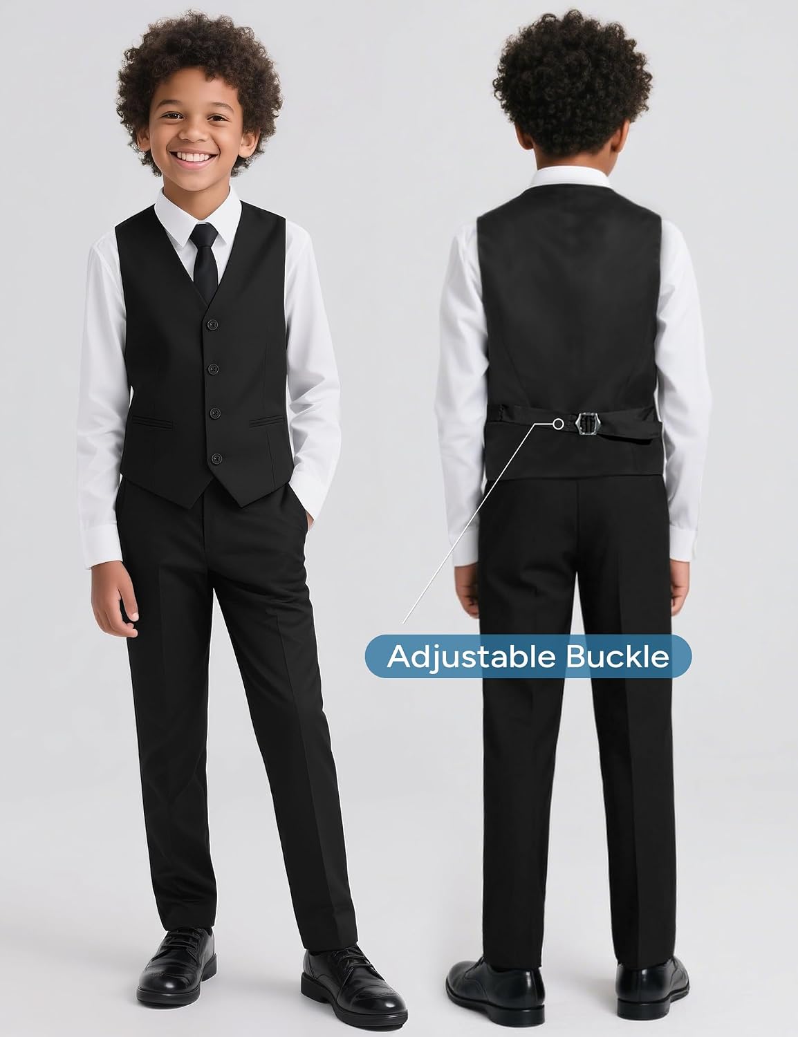 Detalle de Gentle Season Boys' Gentle Season Formal Suits Set with Suspenders (Standard & Husky) — 7-Piece Outfit