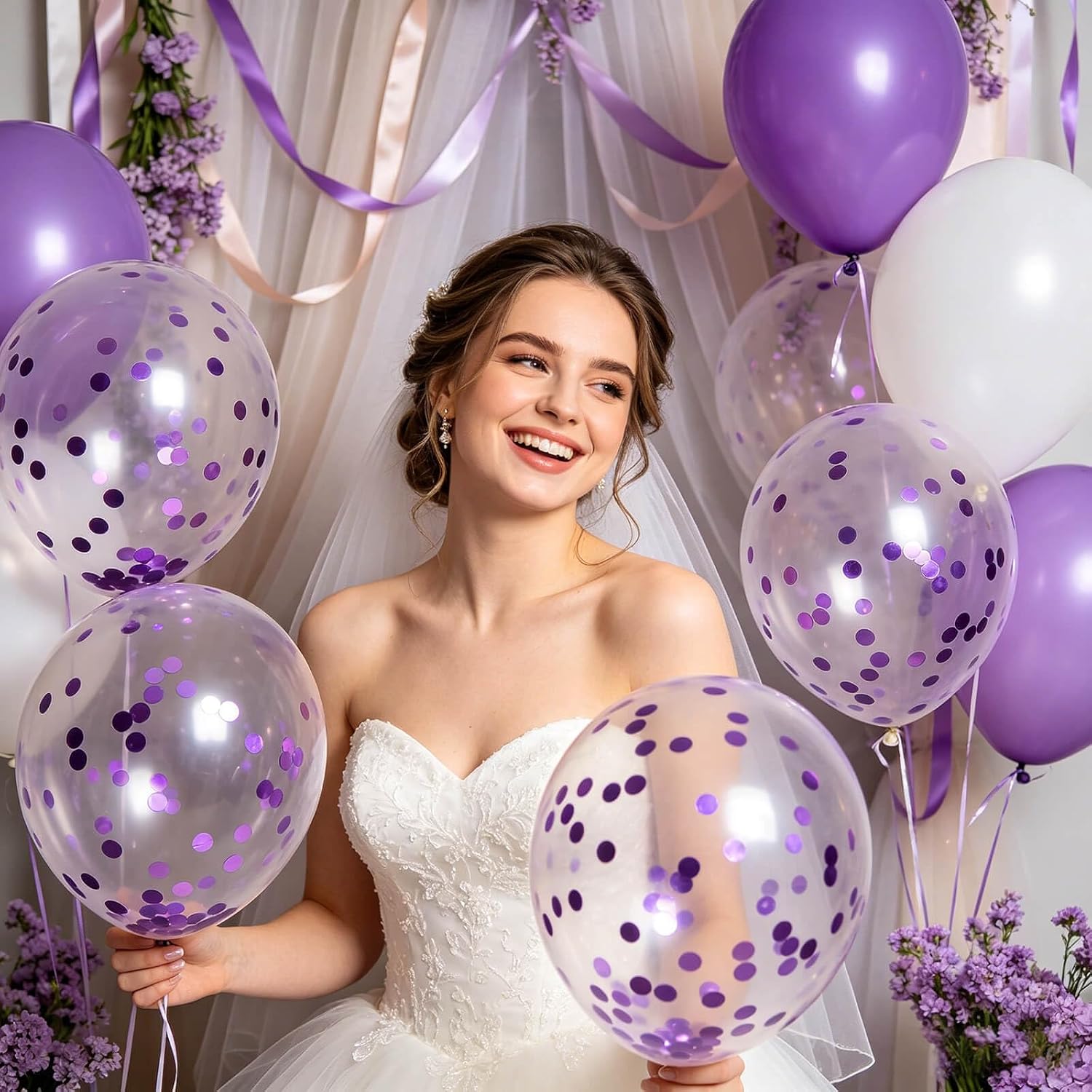 Detalle de Clear Confetti Balloons 12-Inch