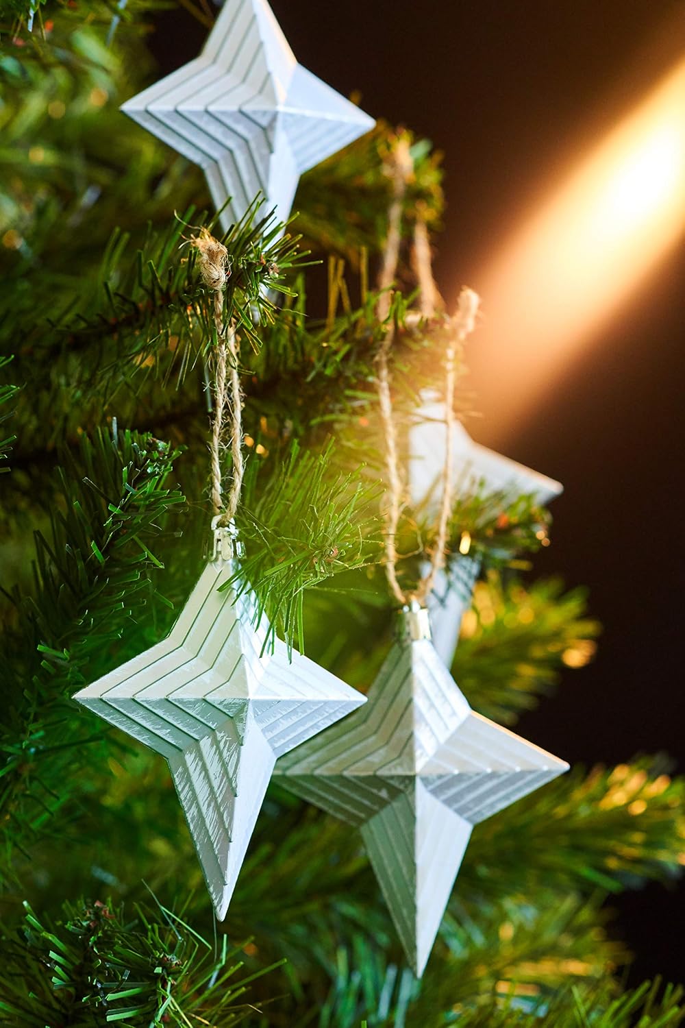 Detalle de HEITMANN DECO Christbaum-Sterne 4er Set, weiß, ca. 10x10x3 cm