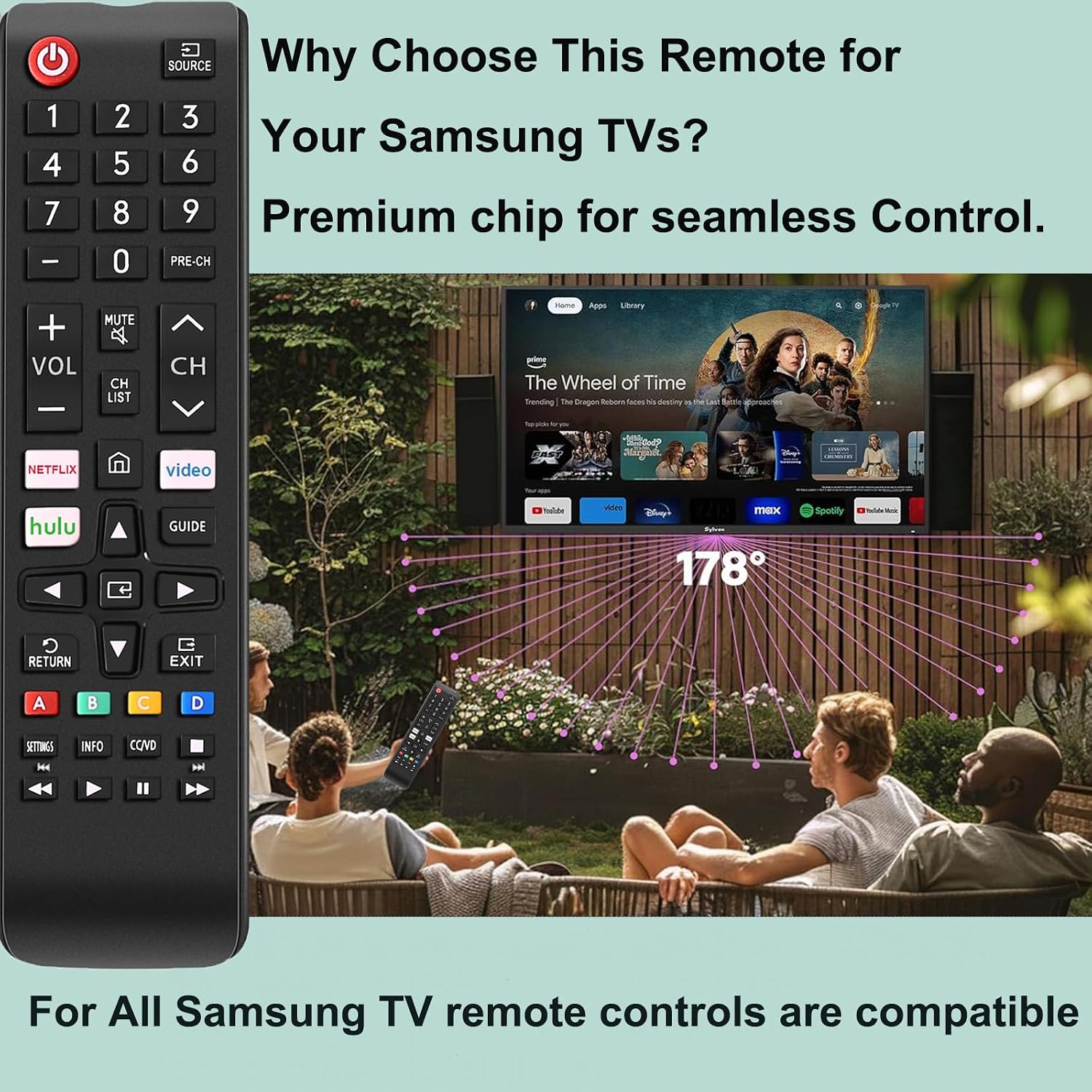 Thumbnail 3 de EONCHARM Universal Remote Control for Samsung TVs (IR) — No-Programming Replacement Remote