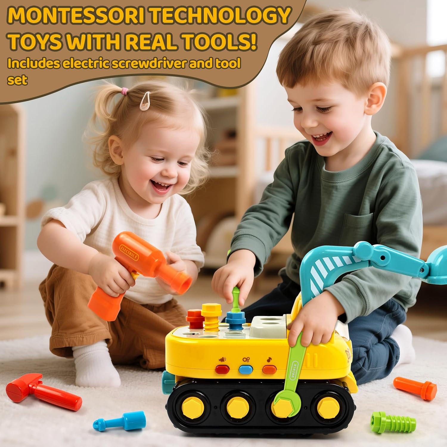 Thumbnail 5 de Toy for 2 Year Old with Electric Drill and Tools – Educational Excavator Toy by Dr. Bear