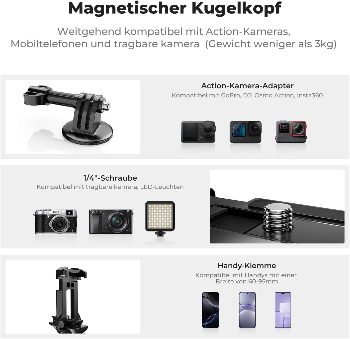 Thumbnail 1 de K&F CONCEPT Magnetische Kamerahalterung 3 kg