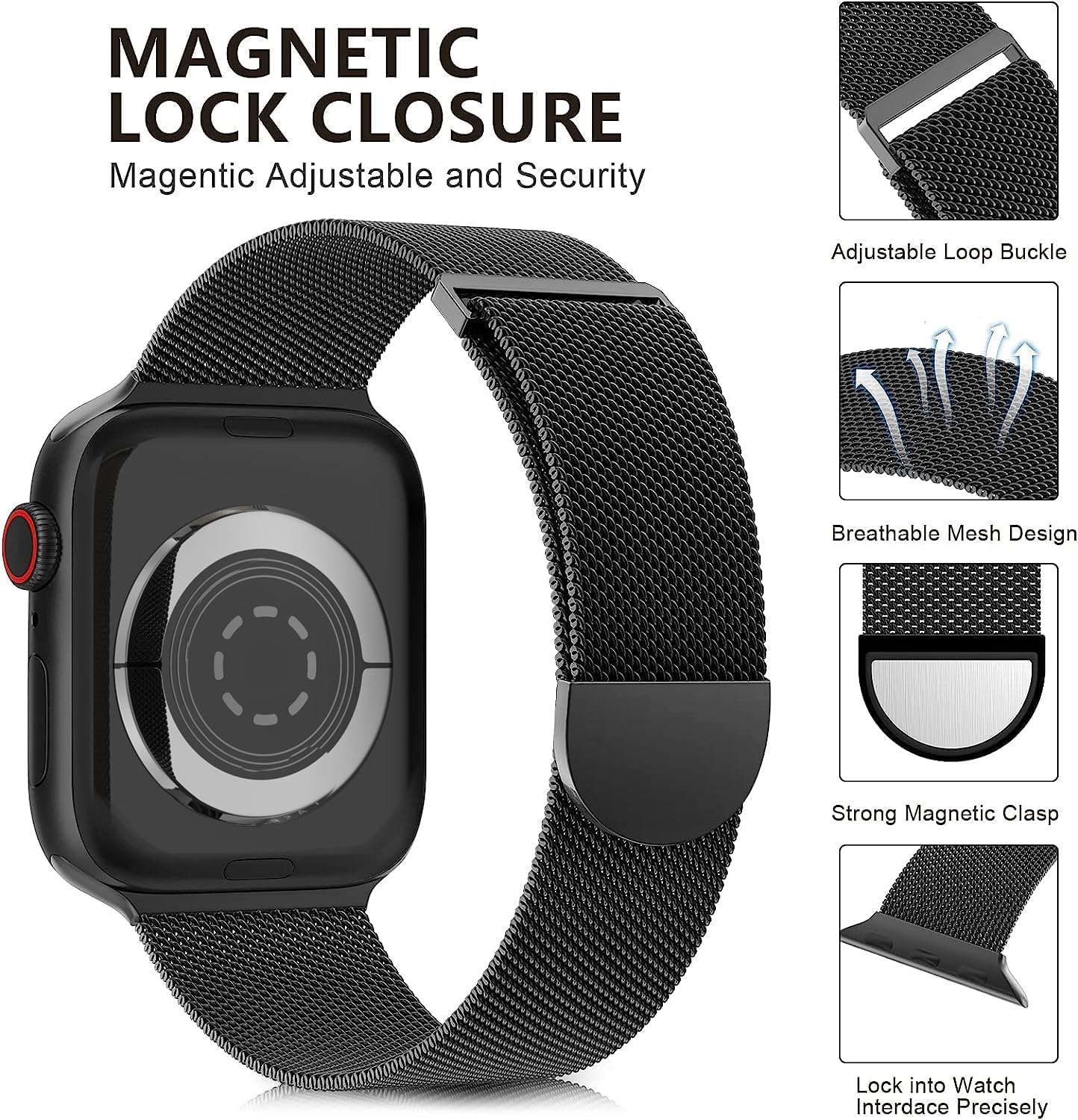 Thumbnail 1 de MRAIN-H Band for Apple Watch: Magnetic Stainless Steel Strap (46–49mm) for All-day Comfort