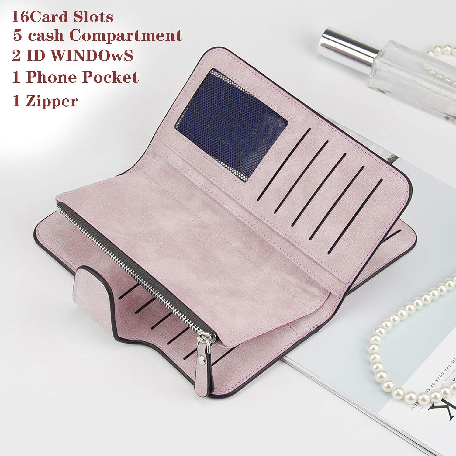 Thumbnail 2 de ZhengYue RFID Blocking Ladies Purse: Soft PU Leather Wallet with 16 Card Slots