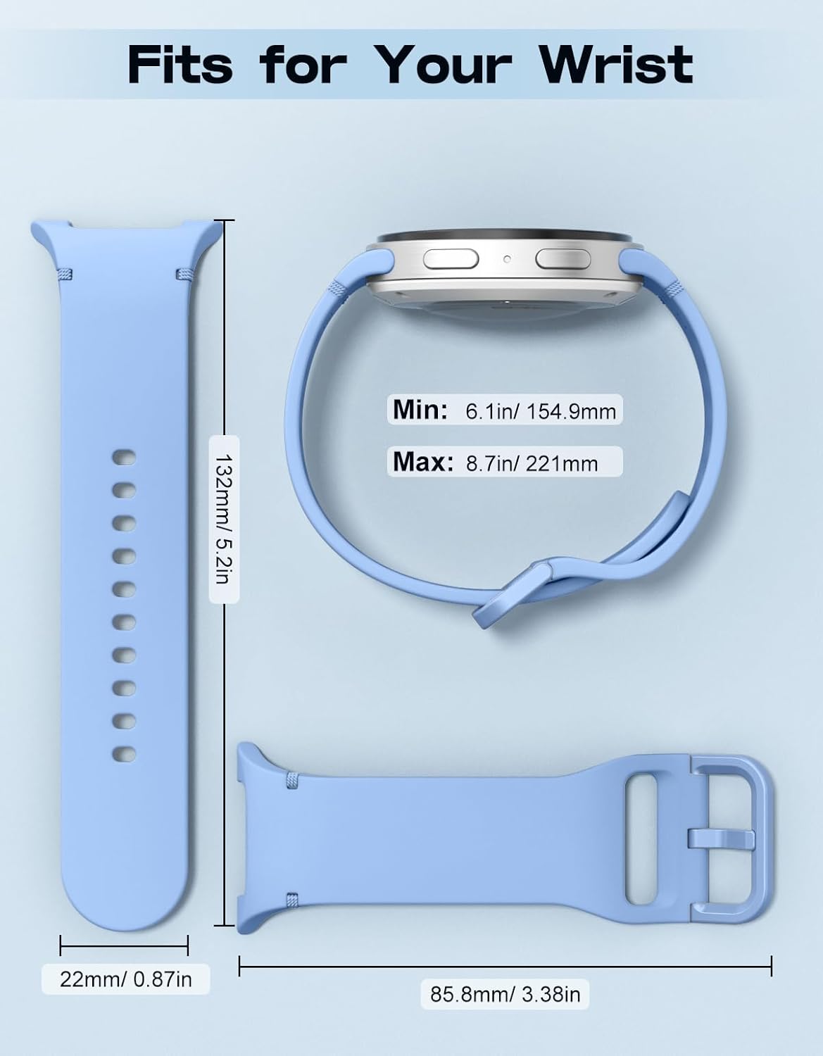 Thumbnail 4 de MoKo Sport Strap for Samsung Galaxy Watch 8 (40/44mm) & Watch 8 Classic (46mm) – Soft Silicone Replacement Band