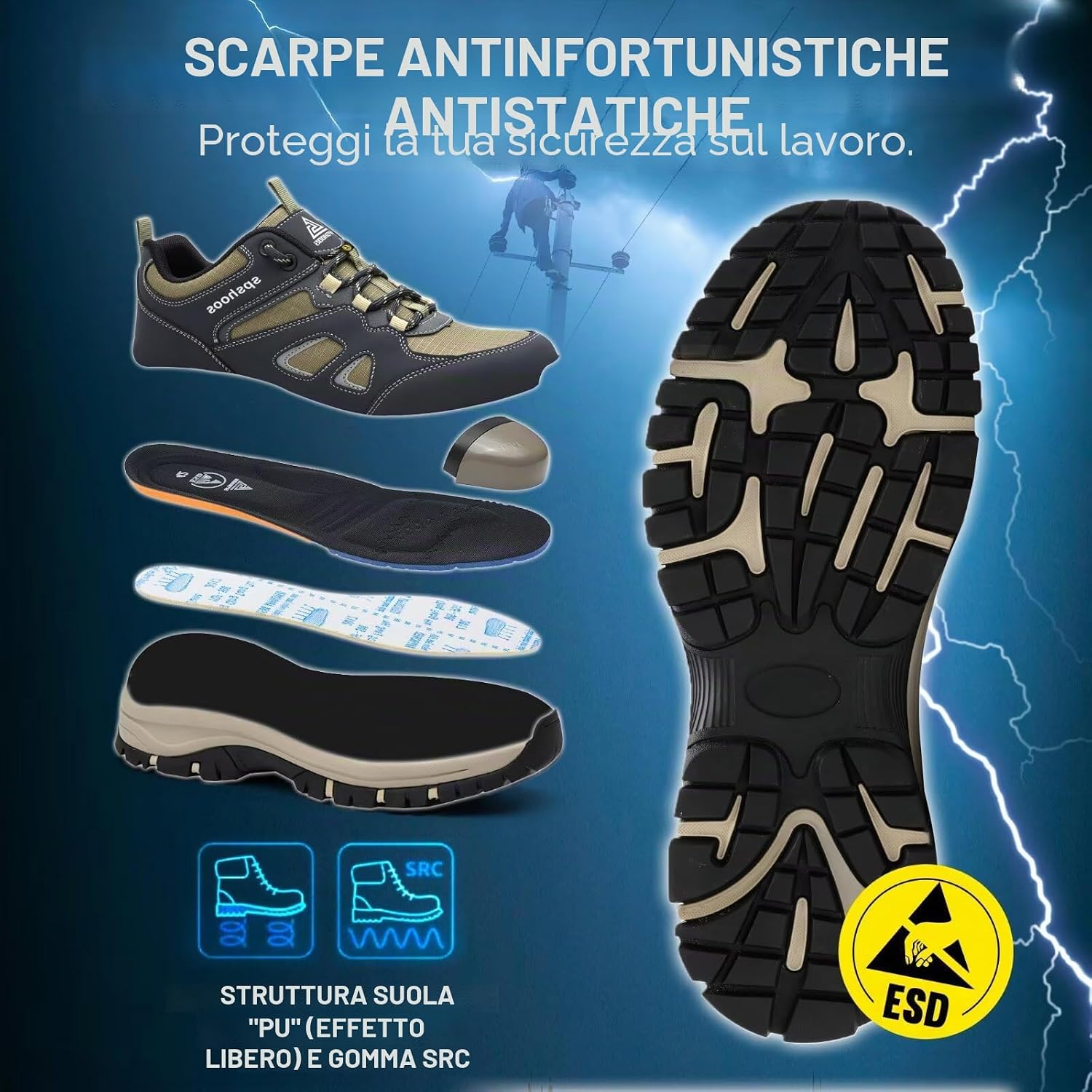 Detalle de Scarpe antinfortunistiche S1P ESD antiscivolo