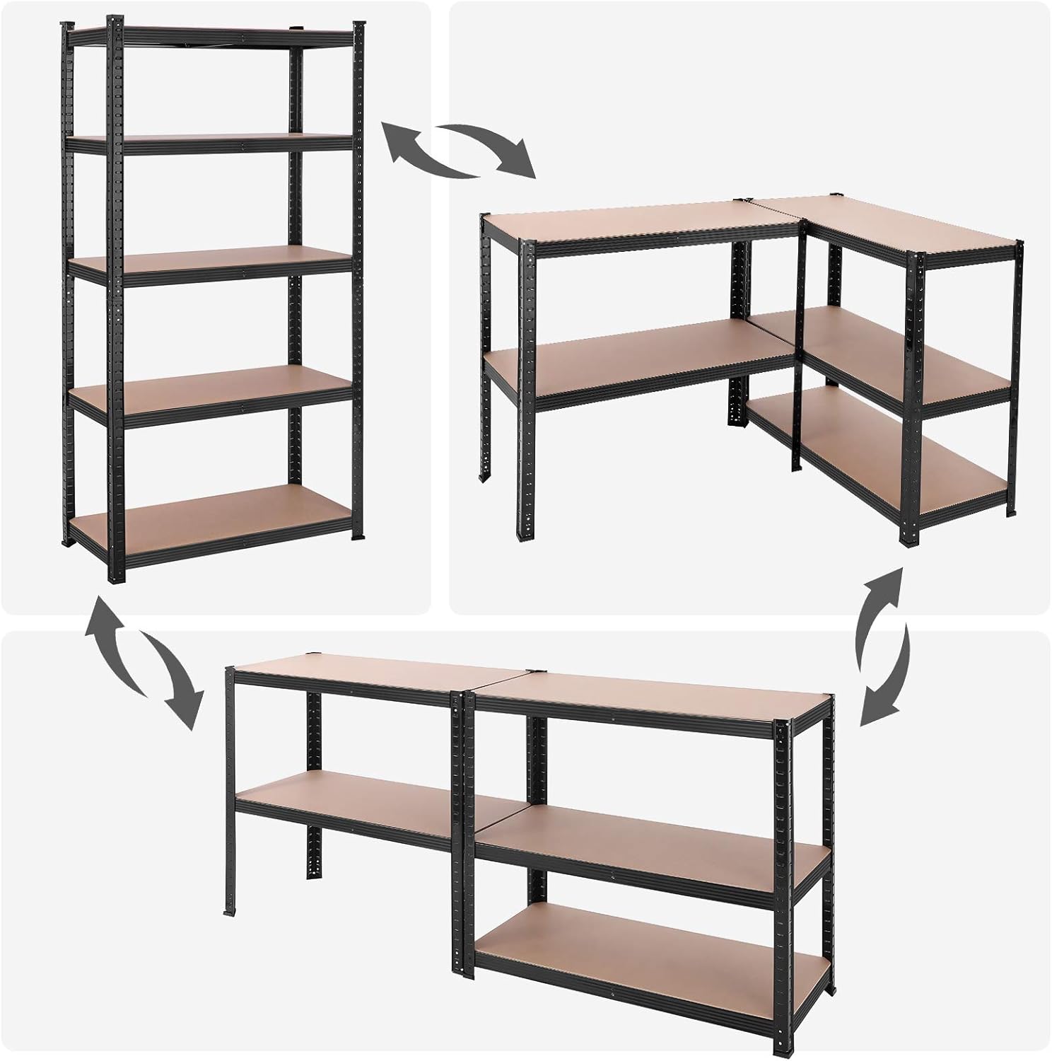 Detalle de SONGMICS Schwerlastregal GLR040B01 – 40 x 90 x 180 cm, bis 875 kg, mit Kippschutz