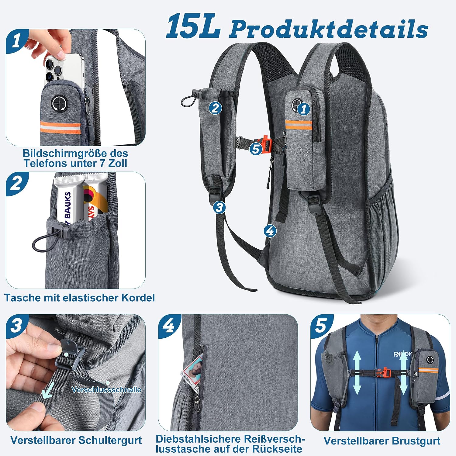 Thumbnail 1 de BECOJADDE 15L Wanderrucksack