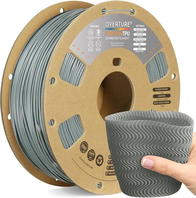 Detalle de OVERTURE TPU Alta Velocidad 1.75mm 🖤 Flexible 95A 1kg