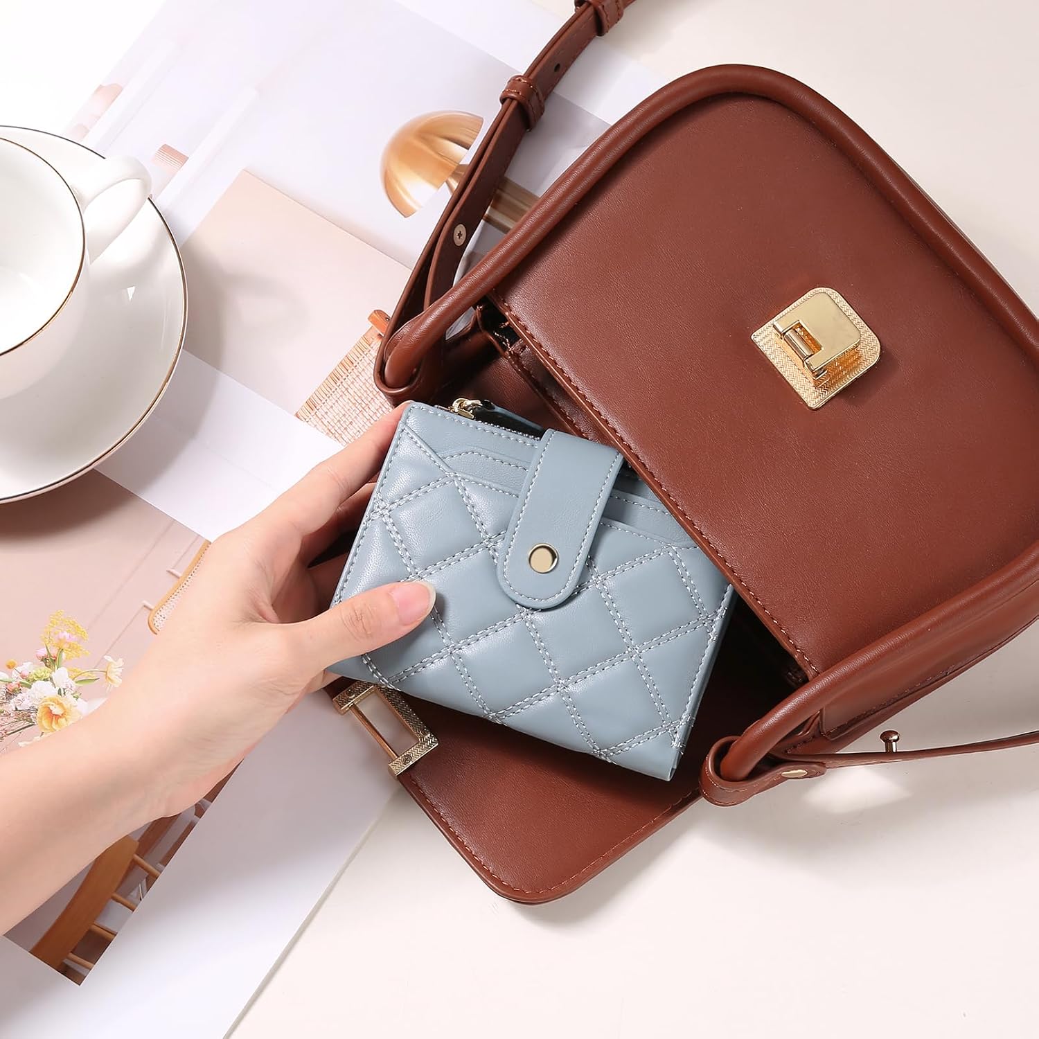 Thumbnail 5 de SENDEFN Bifold Small Vegan Leather Purse 4.5in