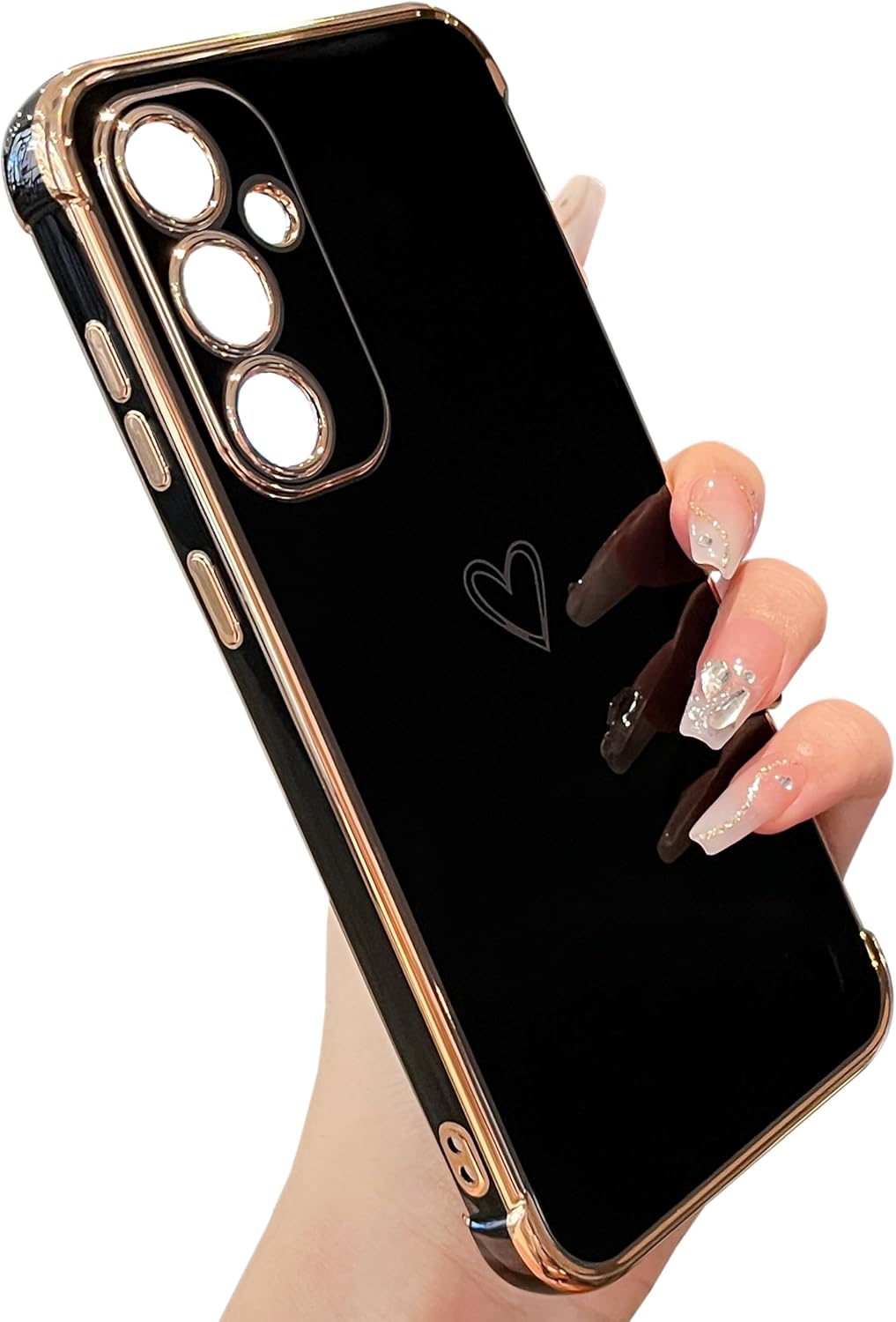 Thumbnail 6 de ZTOFERA Handyhülle für Samsung Galaxy S25 Ultra 5G (6,9 Zoll) – weiches Silikon mit Herz-Muster & goldfarbenem Rand