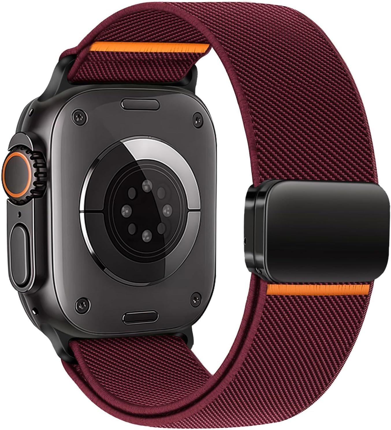 Detalle de SOLOLUP Stretchy Magnetic Straps for Apple Watch Ultra 3/2 — Elastic Nylon Sport Band 42–49mm