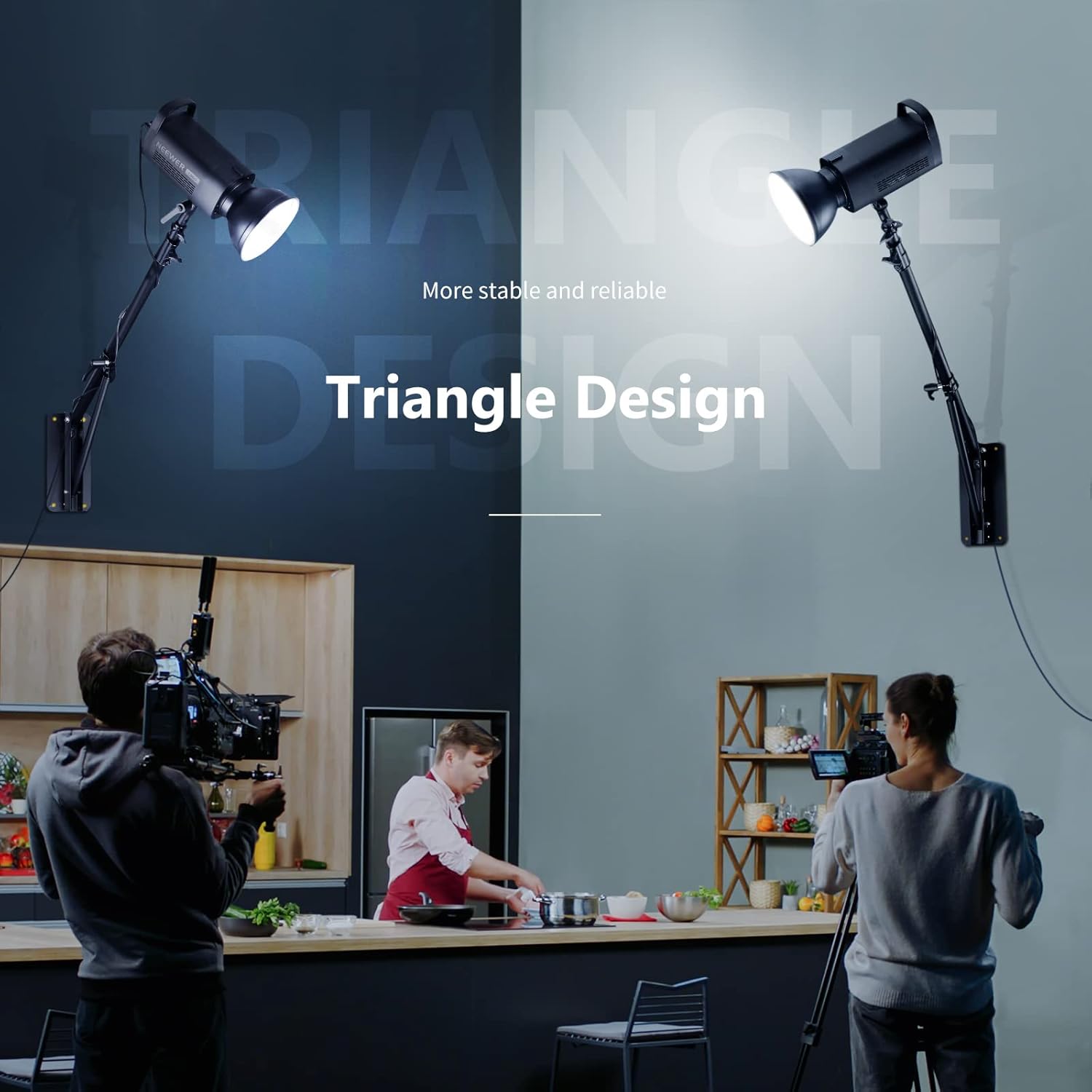 Detalle de NEEWER 2-Pack Triangle Wall Mounting Boom Arm (180° flexible rotation, max 70.8 in / 180 cm) for studio lighting