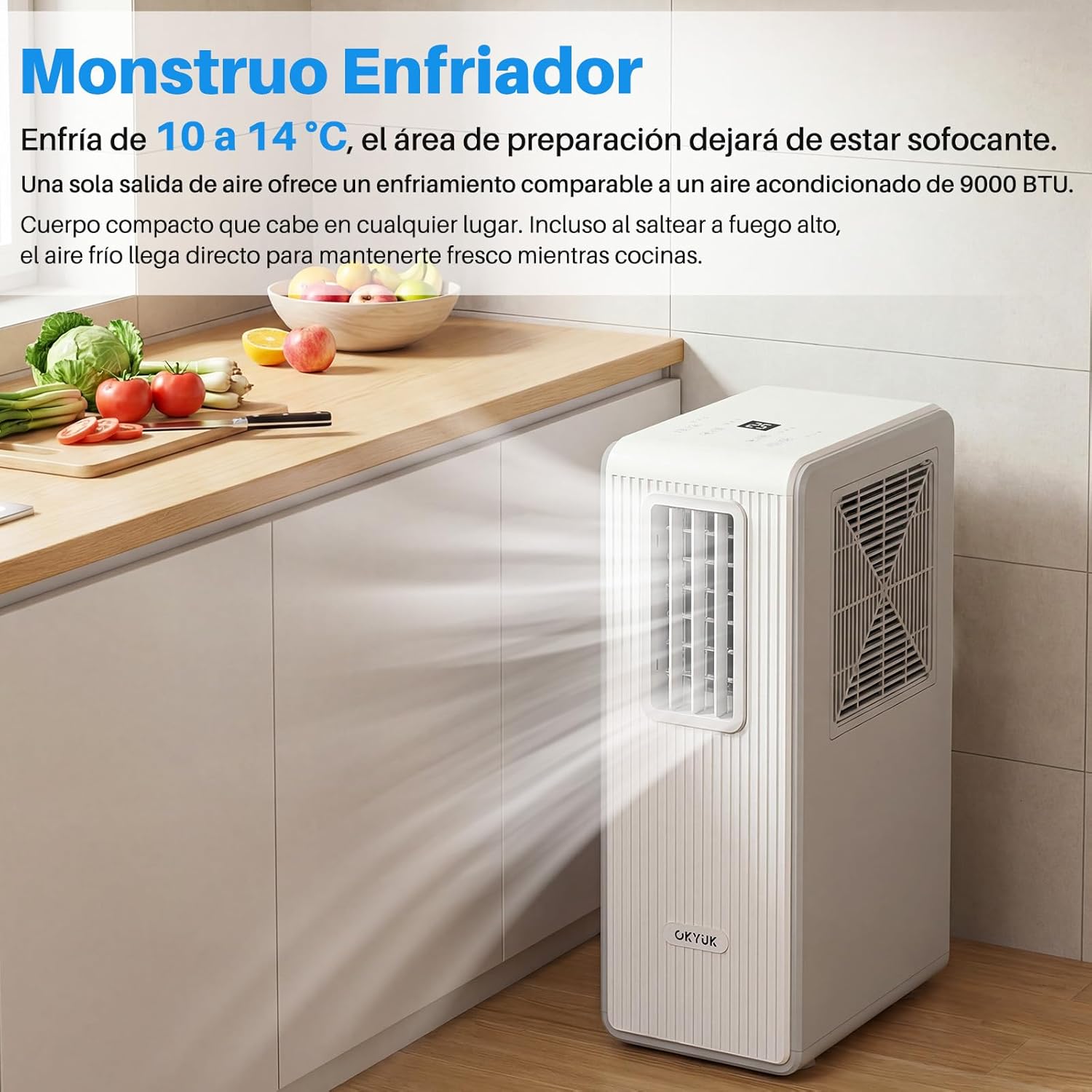 Thumbnail 2 de OKYUK Condizionatore portatile a risparmio energetico 200 W (R290) 3 in 1 con tubo di scarico bianco