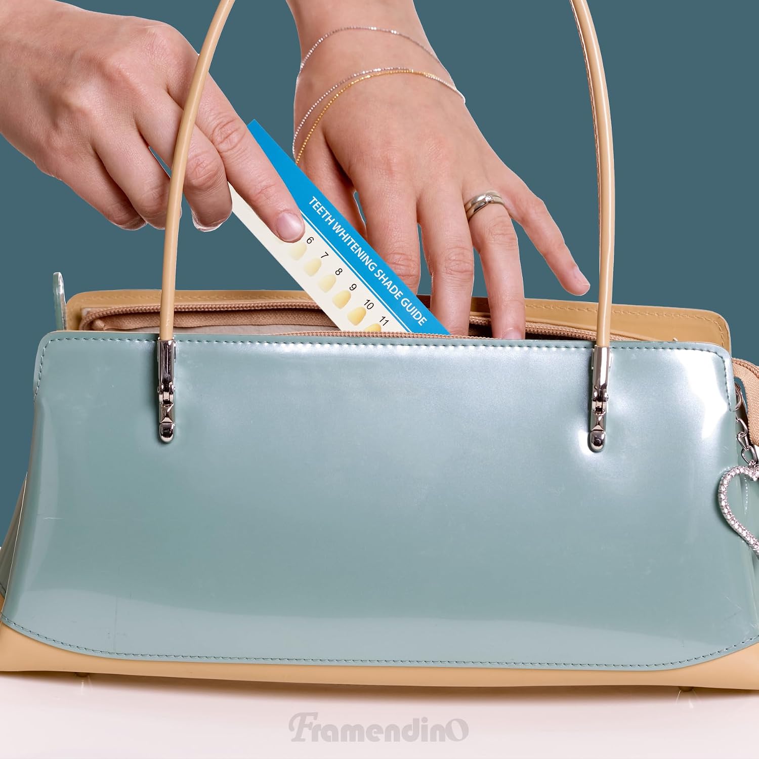 Detalle 2 de Framendino 歯のホワイトニング用シェードガイド 50枚入り 紙製・約6.9 x 1.5インチ