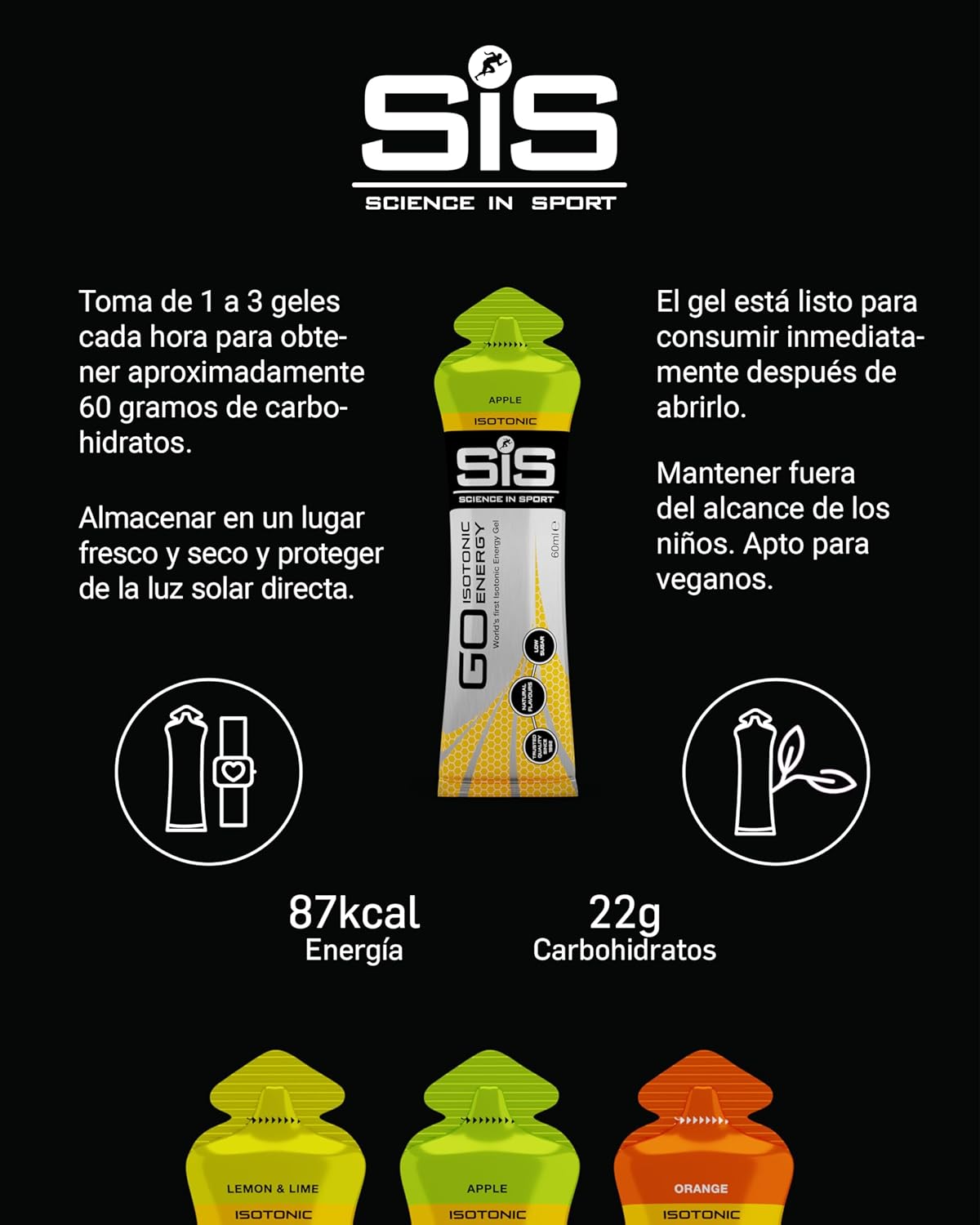Thumbnail 3 de Science in Sport GO Gel Isotónico 60ml 🥤 Energía Vegana