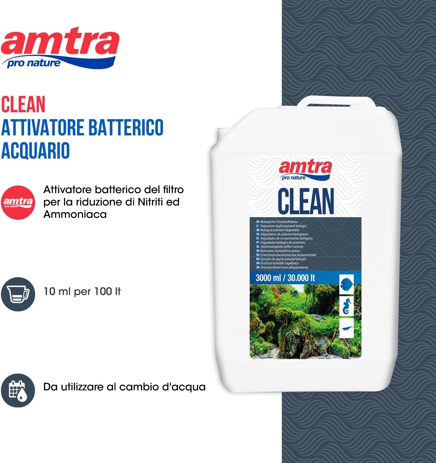 Detalle de Amtra Clean – Depuratore naturale per l'acqua degli acquari, 3000 ml