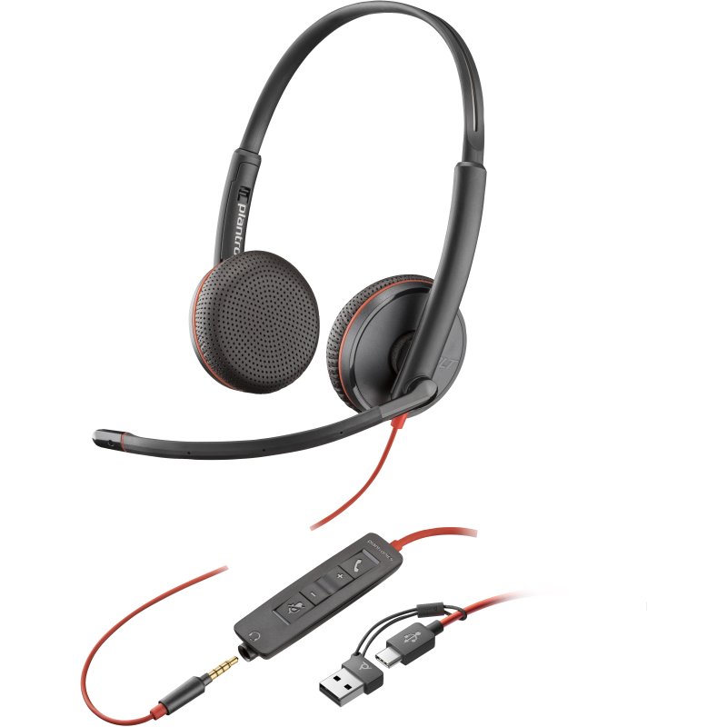 Thumbnail 1 de Poly Blackwire 3225: auriculares estéreo con USB-C/USB-A y Jack 3,5 mm para llamadas y trabajo