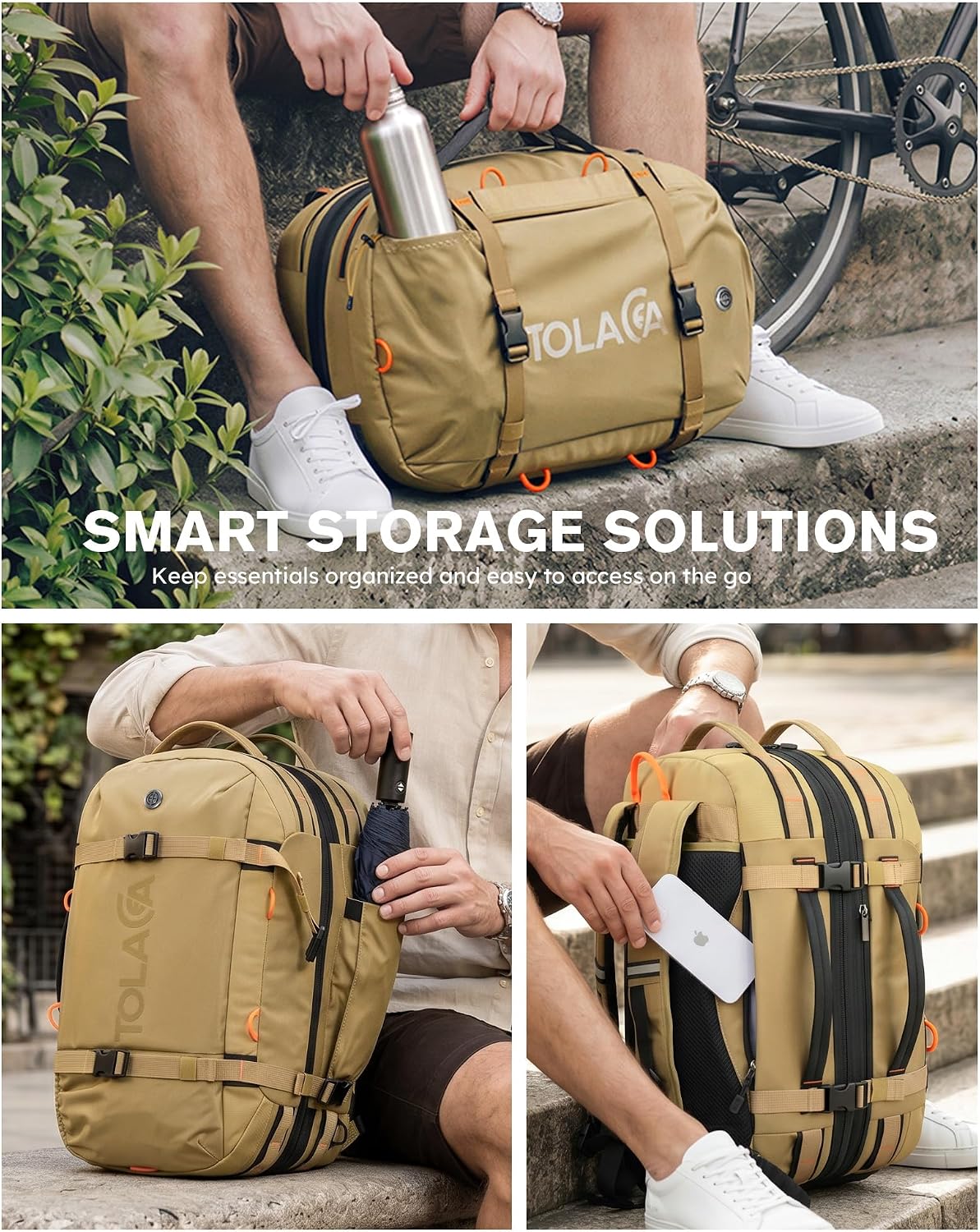 Thumbnail 5 de Tolaccea Travel Backpack 40-50L: Expandable Carry-On with Wet/Dry Compartment for 15.6" Laptop