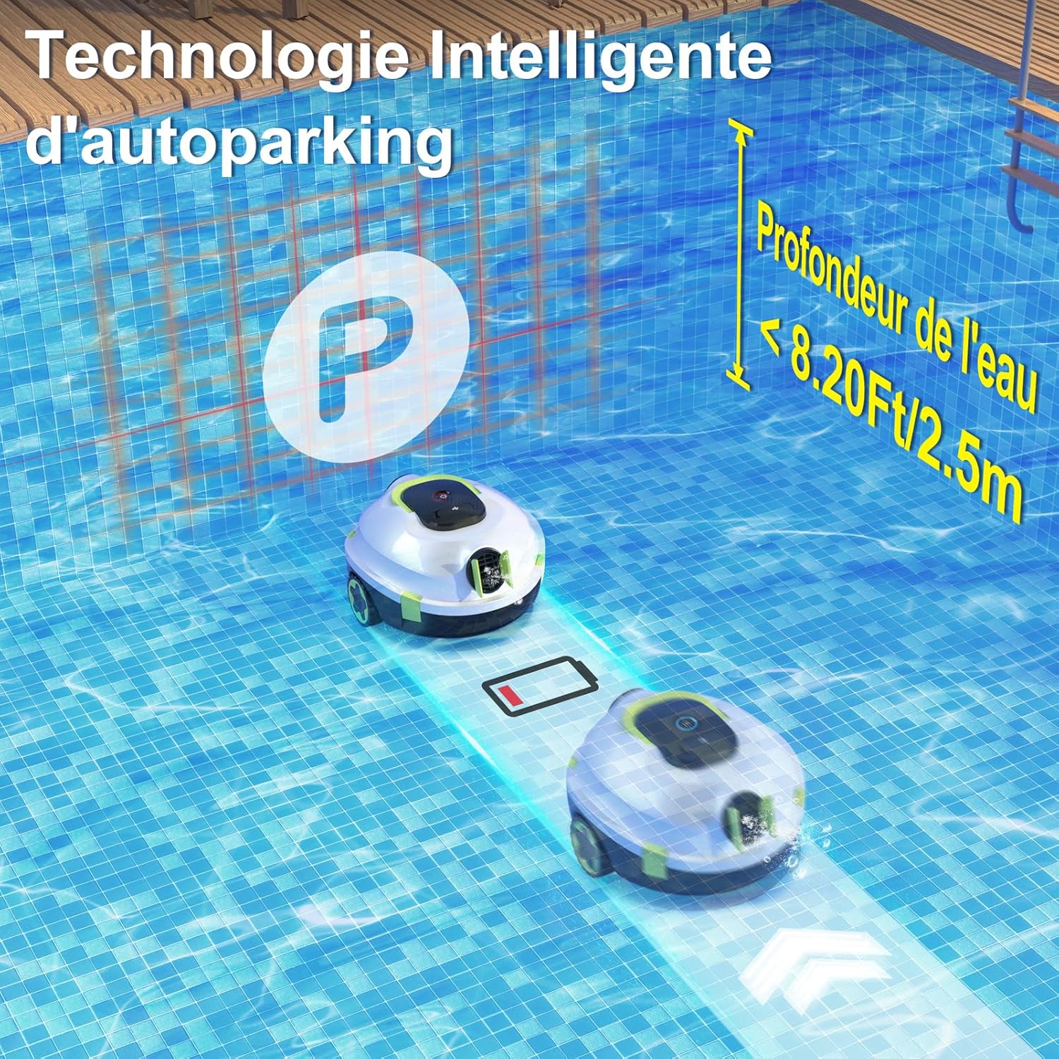Detalle de MEDOXA Robot de Piscine sans Fil Y20 – Nettoyage autonome pour piscines hors-sol et enterrées jusqu’à 110 m²