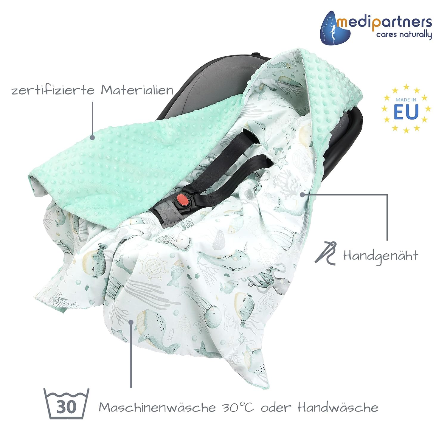 Detalle 2 de Medi Partners Einschlagdecke Baby 85x85 cm