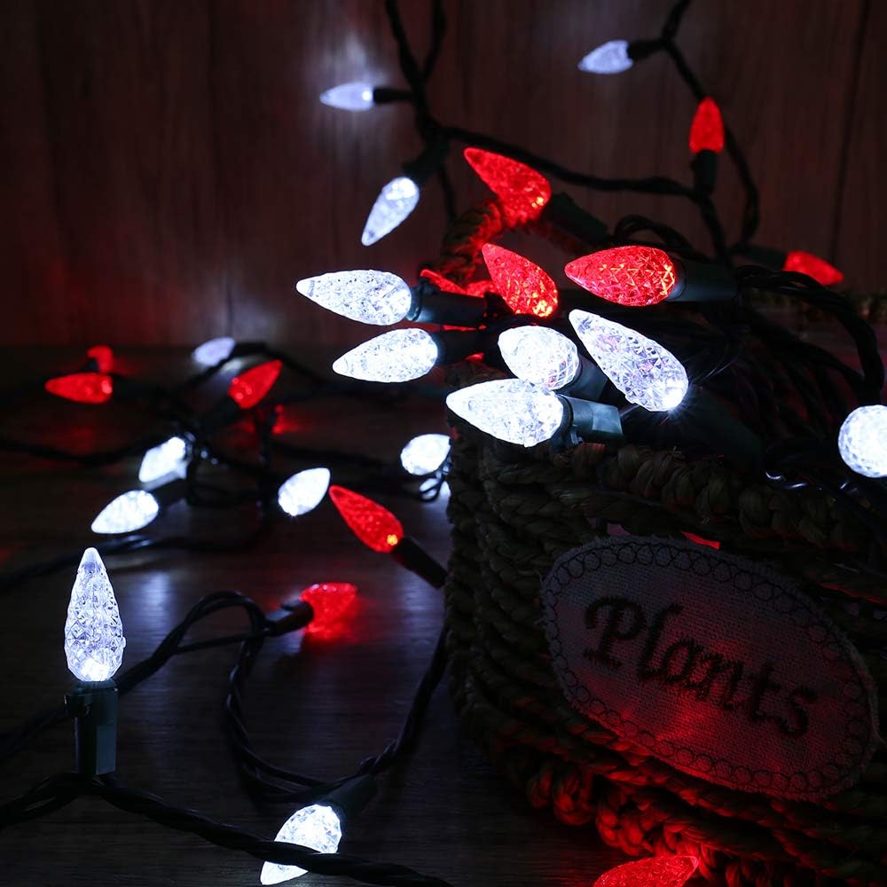 Detalle de Brizled TSD-100M-2/S-FT3 C5 Christmas String Lights, 100 LEDs, Red & White