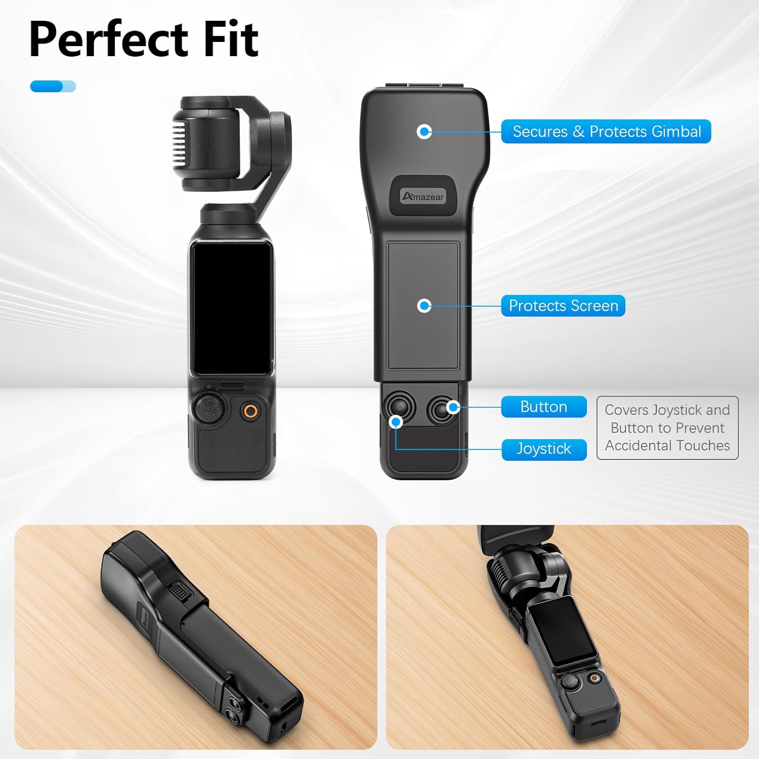Thumbnail 1 de AMAZEAR custodia protettiva rigida con copriobiettivo per DJI Osmo Pocket 3 (accessori), compatta e ad apertura/chiusura rapida, nero