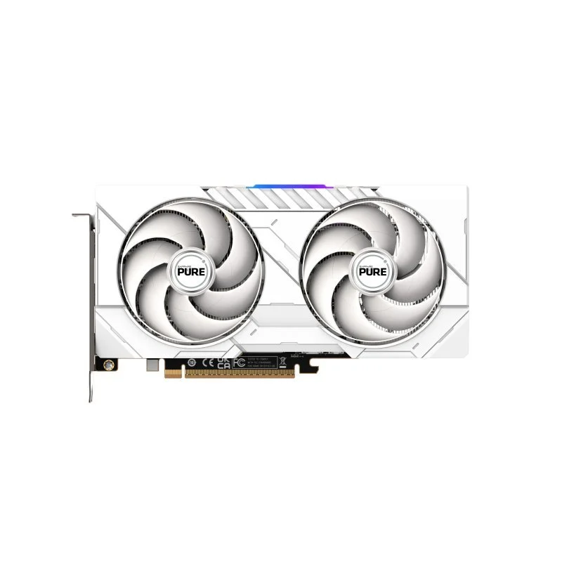 Detalle de Sapphire Radeon RX 9060 XT 16GB Dual-X iluminación blanca