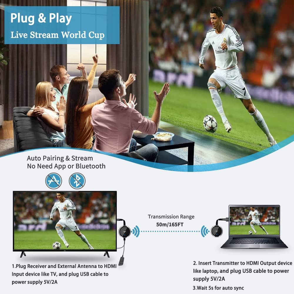 Thumbnail 1 de TIMBOOTECH Wireless HDMI Transmitter & Receiver 4K: a practical 50m wireless HDMI kit for presentations, home theater, and streaming