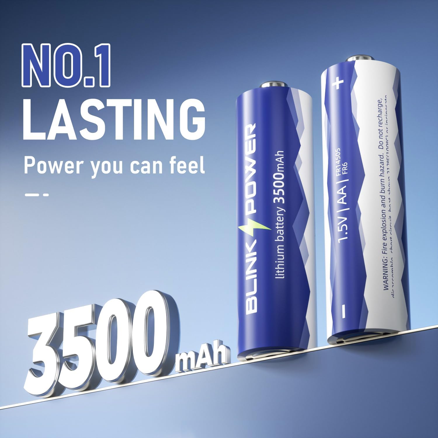 Detalle de BlinksPower AA lithium batteries 8-pack