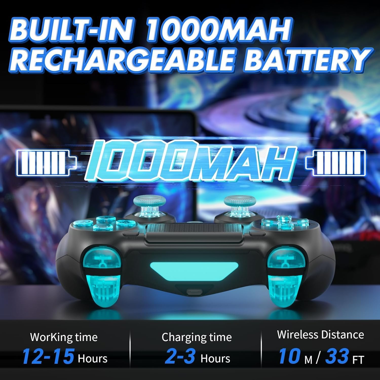 Thumbnail 3 de Lapezei Wireless Controller für PS-4 – kabellos, kompatibel mit PS-4 Pro/Slim/PC