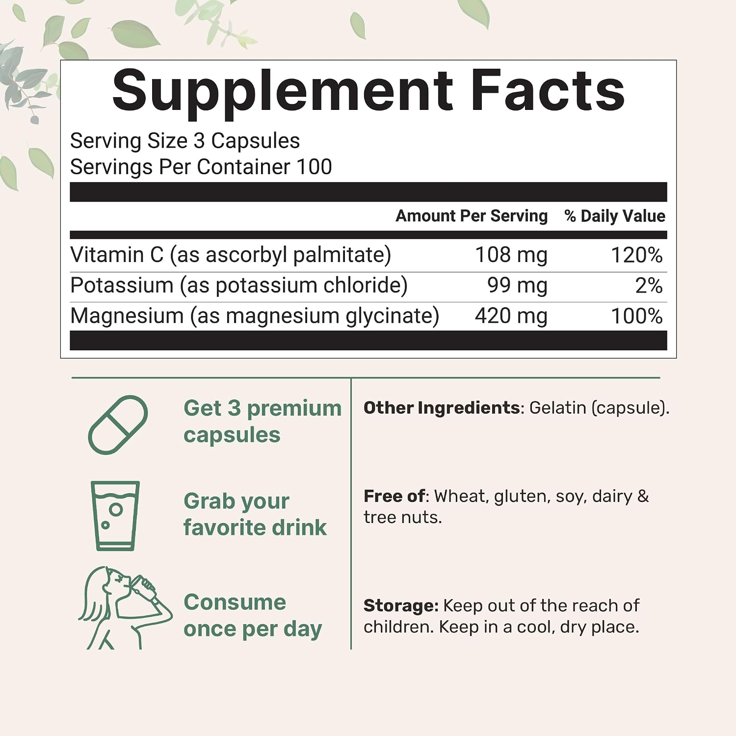 Detalle 2 de Potassium Supplement, 300 Capsules