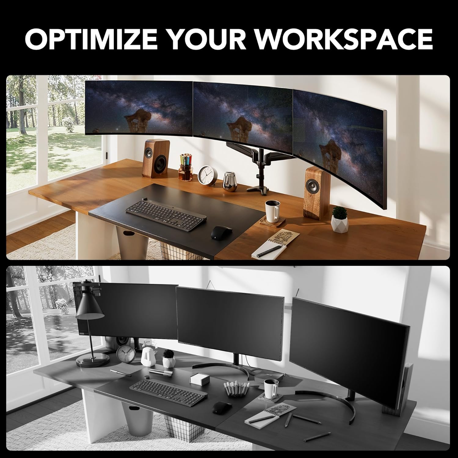 Thumbnail 6 de HUANUO Monitor Halterung 3 Monitore 17–32 Zoll 8 kg pro Arm
